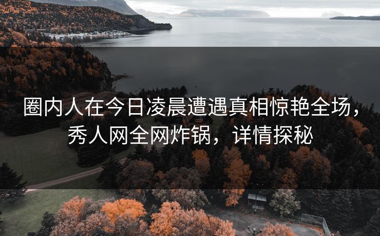 圈内人在今日凌晨遭遇真相惊艳全场，秀人网全网炸锅，详情探秘