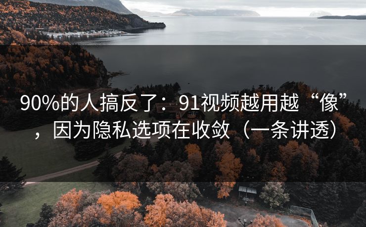 90%的人搞反了：91视频越用越“像”，因为隐私选项在收敛（一条讲透）